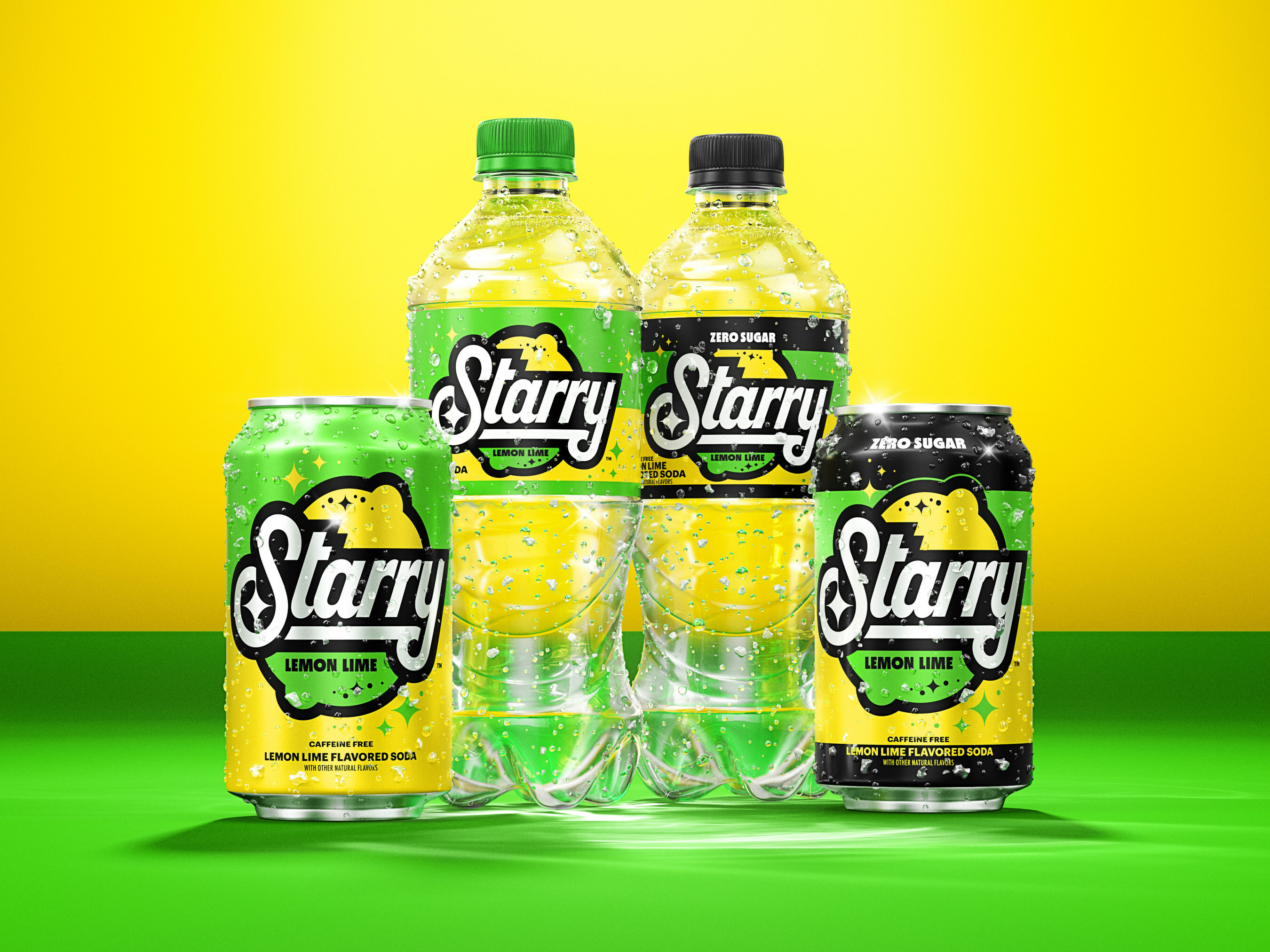 STARRY in Regular and Zero Sugar cans and bottles.